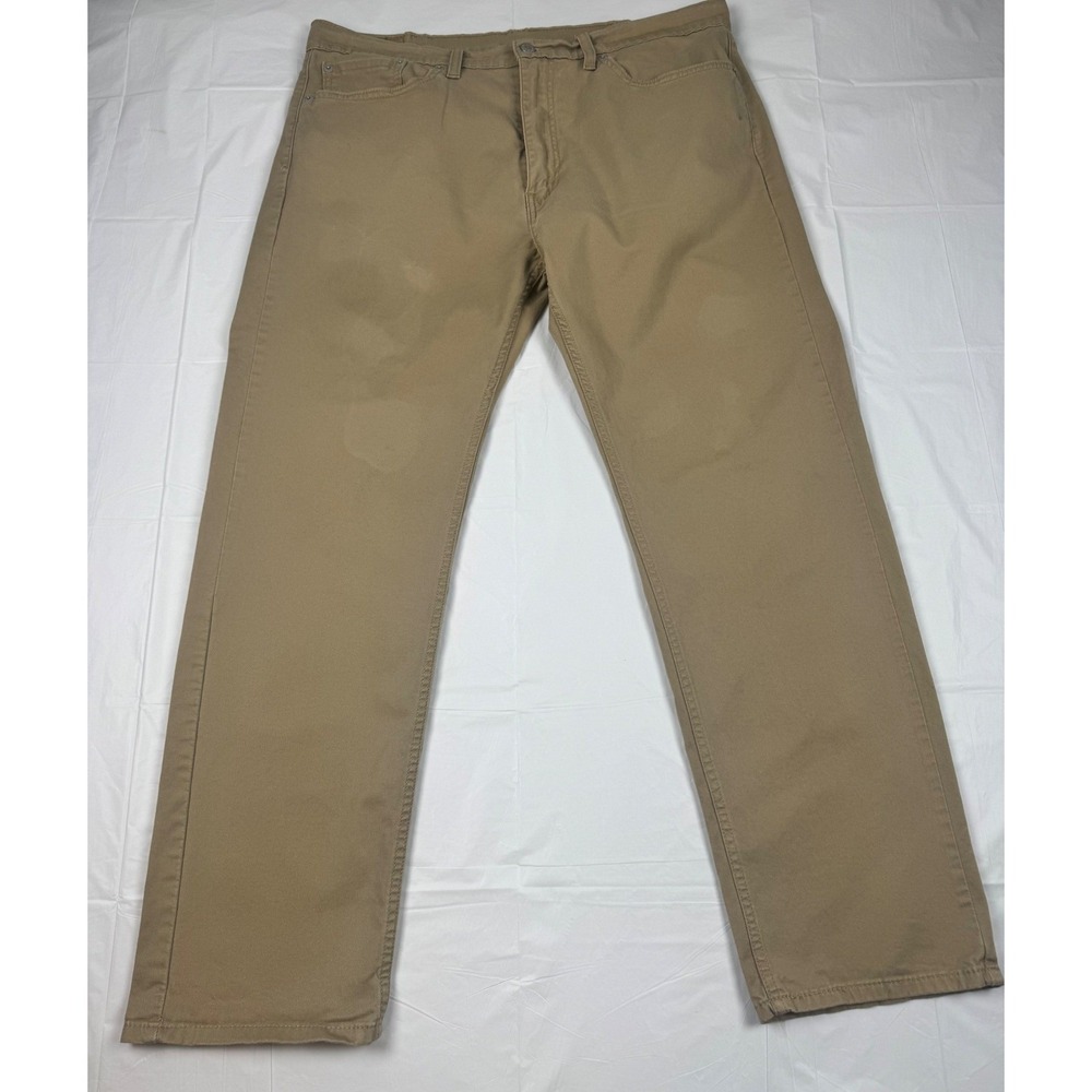 Levis 505 Regular Fit Khaki Pants Mens 38x32 Tan Straight Leg Cotton Twill FLAW